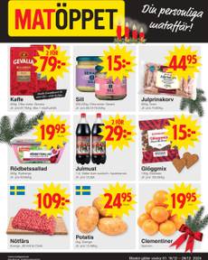 Matöppet-reklamblad från måndag 16/12