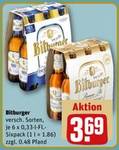 Bitburger versch. Sorten, 6 x 0,33 l