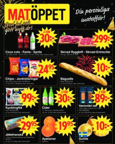 Matöppet-reklamblad från måndag 23/12