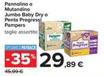 Pannolino o Mutandino Jumbo Baby Dry o Penta Progressi Pampers