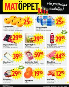 Matöppet-reklamblad från måndag 09/12